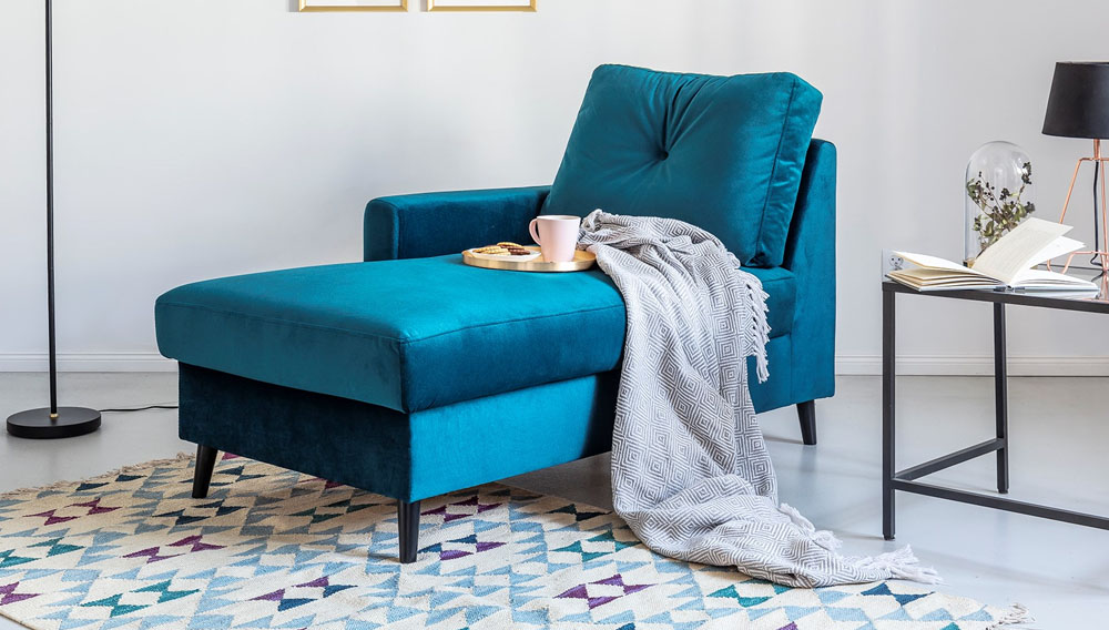 Scandi meridienne avec coffre velours Scandi meridienne avec coffre velours