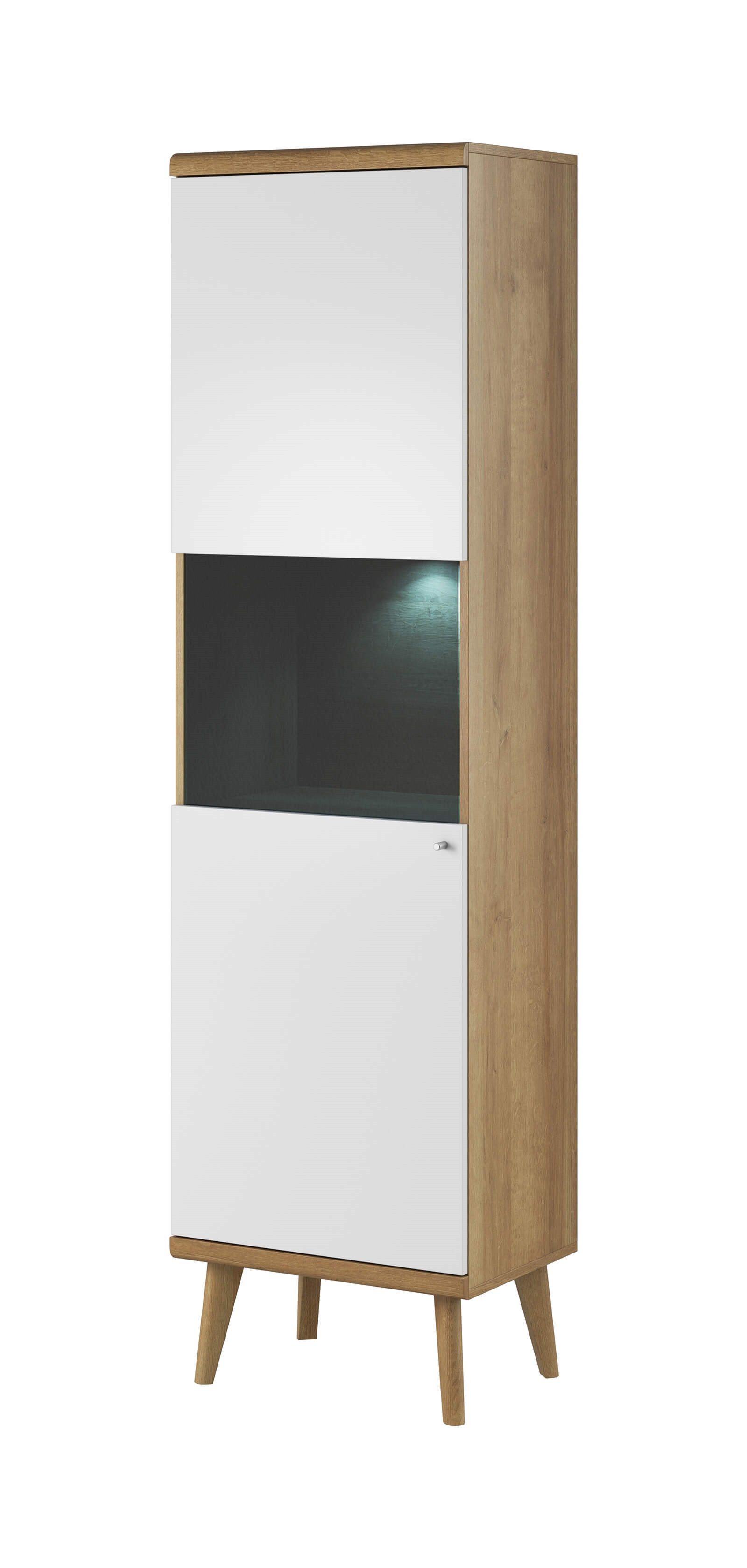 Vitrine haute PRIMINO blanc et bois Vitrine haute PRIMINO blanc et bois