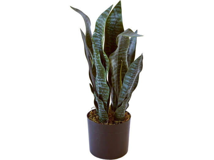 Plante artificielle en polyethylène a 12 feuilles et son pot noir Olla