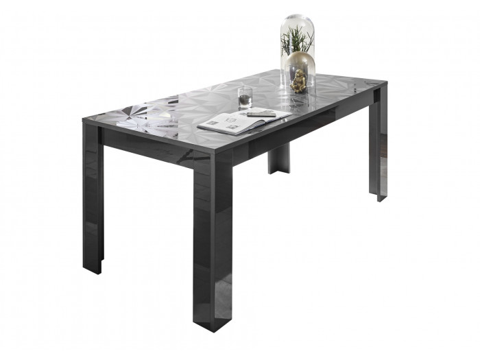 Table 180x90cm Vione anthracite laque brillant