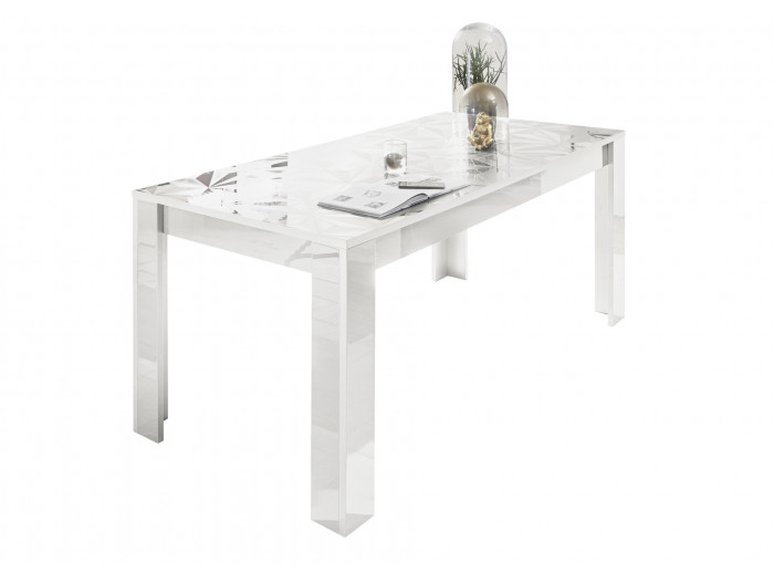 Table 180x90cm Vione blanc laque brillant