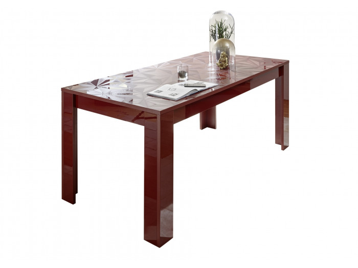 Table 180x90cm Vione rouge laque brillant