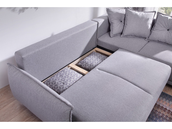 Canapé L convertible coffre LENA | BOBOCHIC