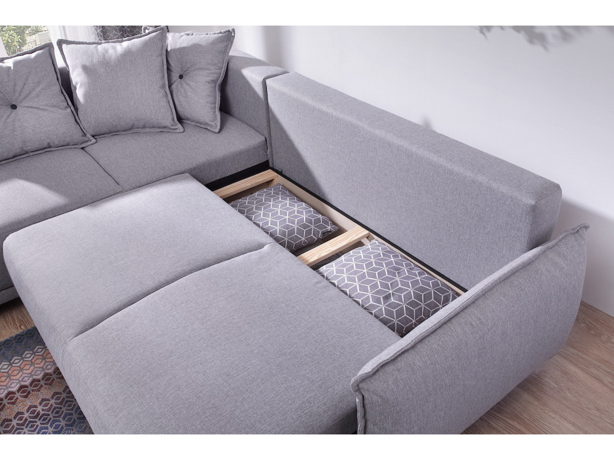 Canapé L convertible coffre LENA | BOBOCHIC