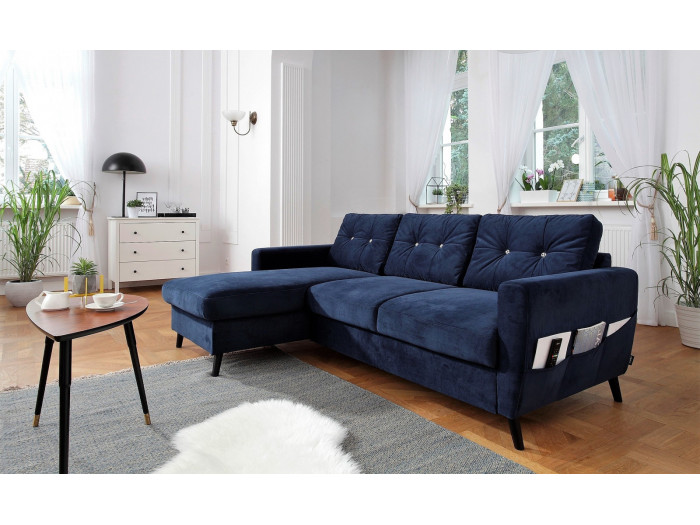 Corner Sofa Convertible Trunk Limited Edition Velvet Scandi Bobochic